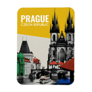 Íman Praga República Tcheca Colagem da Vista Panorâmica