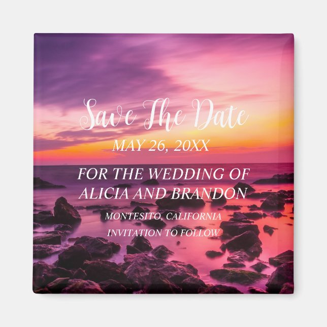 Íman Praia Casamentos Tropicais de Areia Ondas Modernas (Frente)