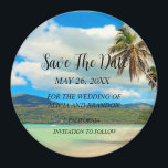 Íman Praia Casamentos Tropicais de Areia Ondas Modernas<br><div class="desc">Tropical,  praia,  simples,  ondas,  destino,  palmeiras,  casamento elegante e moderno,  Imã salve a data. Você pode personalizá-lo com seus detalhes.</div>