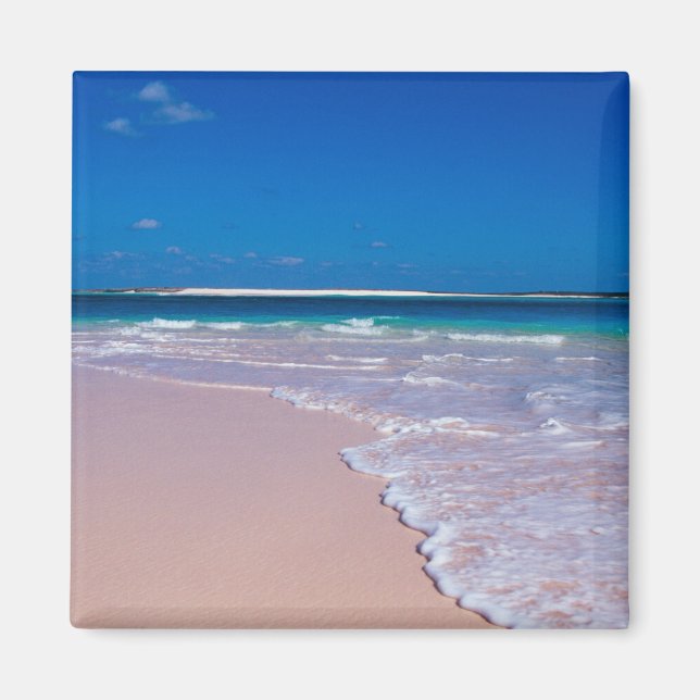 Íman Praia de areia rosa na Baía de Conch, Ilha Cat, (Frente)