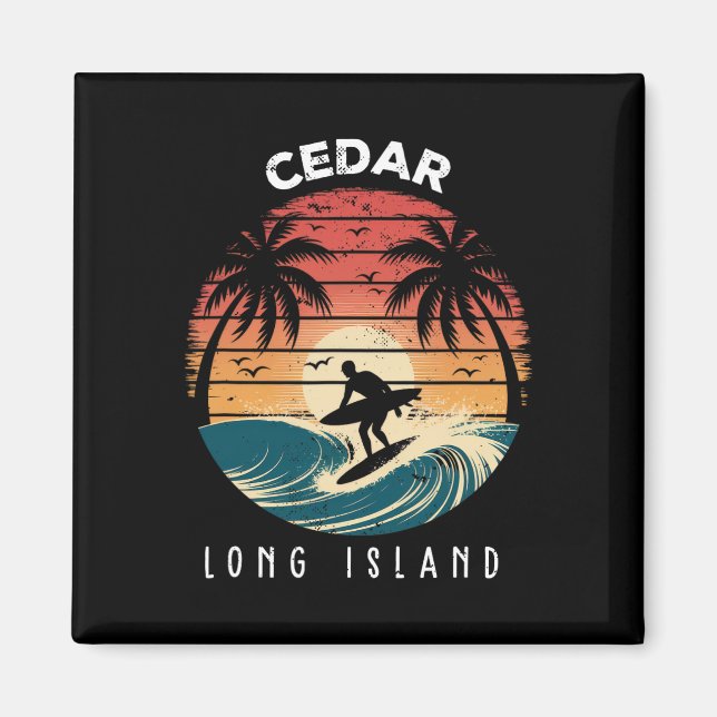 Íman Praia de Cedar Beach Long Island Ondas de Surfboar (Frente)