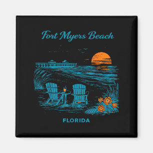 Íman Praia de Fort Myers Flórida Viagem Cênica Vintage