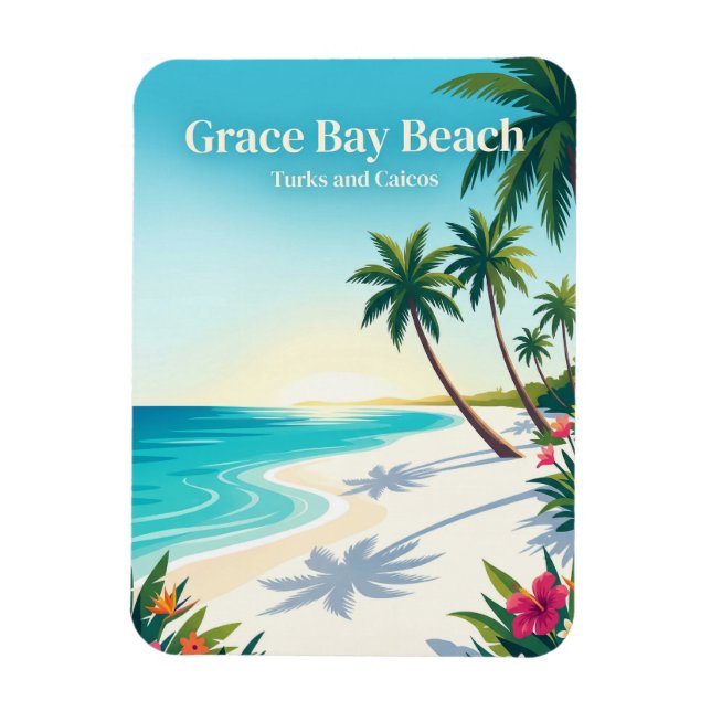 Íman Praia de Grace Bay Turks e Caicos (Vertical)