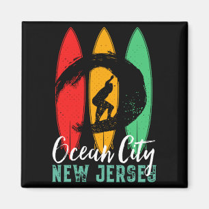 Íman Praia de Ocean City Nova Jersey Vintage Retro Surf