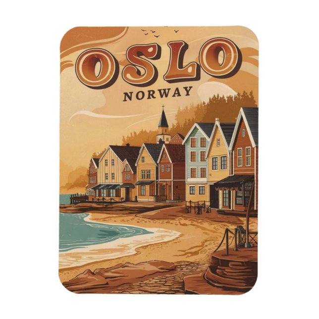 Íman praia de Oslo Noruega lembranças e presentes vinta (Vertical)
