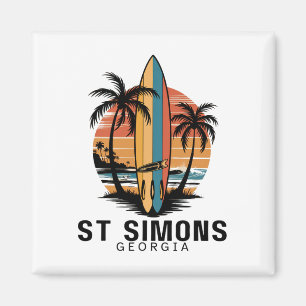Íman Praia de St Simons Geórgia Surfando Surfista _1