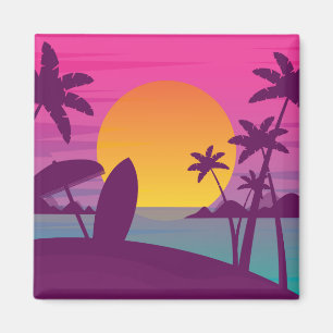 Íman Praia de surf do pôr do sol roxo