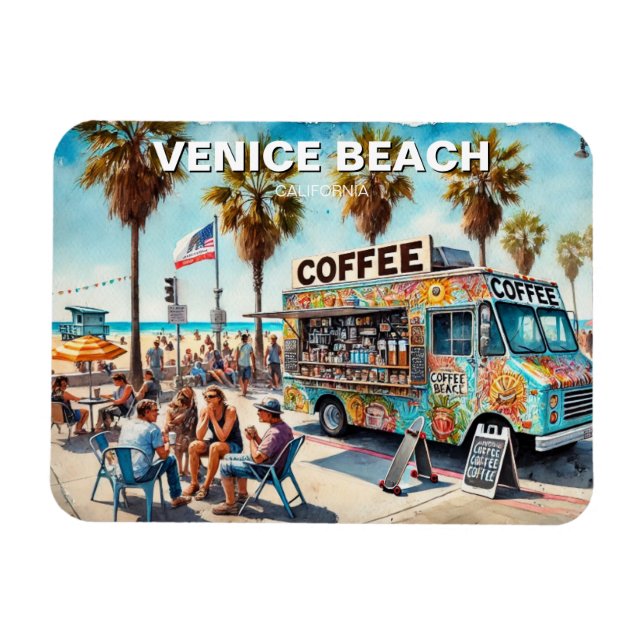 Íman Praia de Venice de Caminhão de Café (Horizontal)