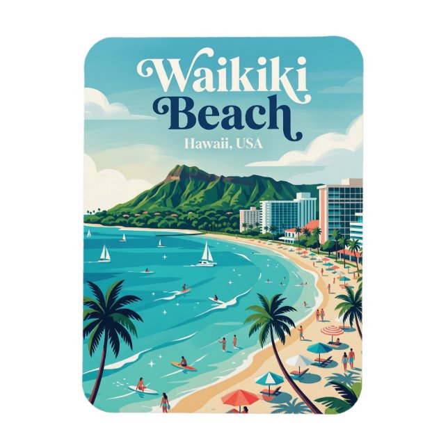 Íman Praia de Waikiki Havaí (Vertical)