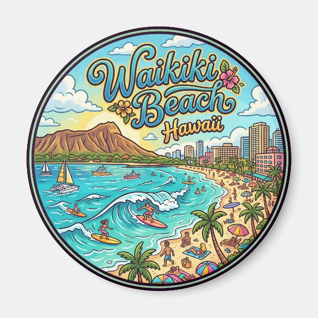 Íman Praia de Waikiki Havaí (Frente)