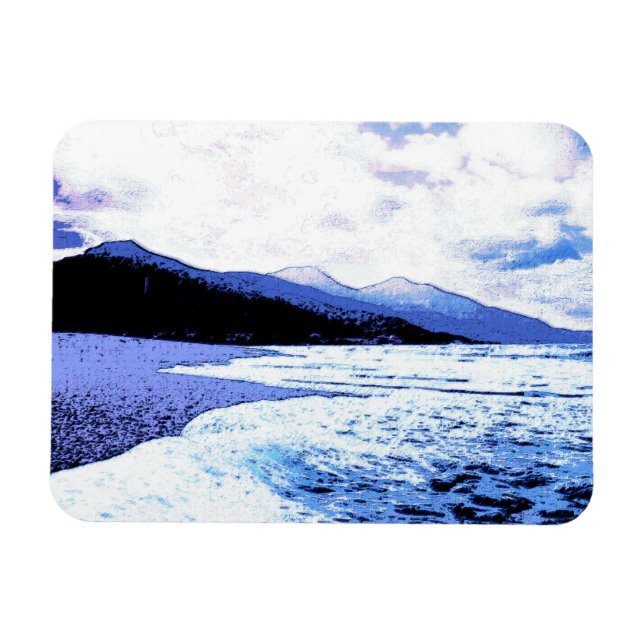 Íman Praia do Crepúsculo em tons de azul (Horizontal)