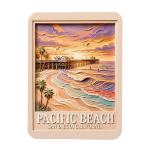 Íman Praia do Pacífico em San Diego 3D Viagem de Surf