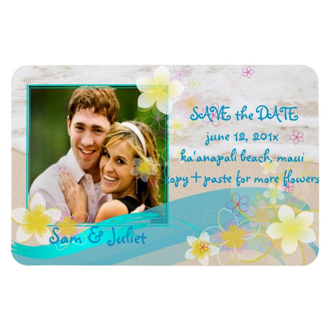 Íman Praia do PixDezines+plumeria salvar data/cor DIY (Horizontal)