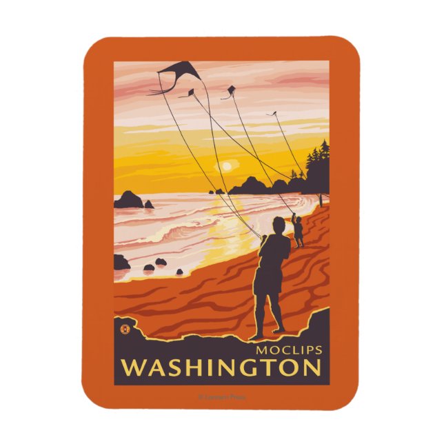 Íman Praia e pipas - Moclips, Washington (Vertical)
