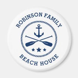 Íman Praia House & Family Name Anchor Oars Stars Round