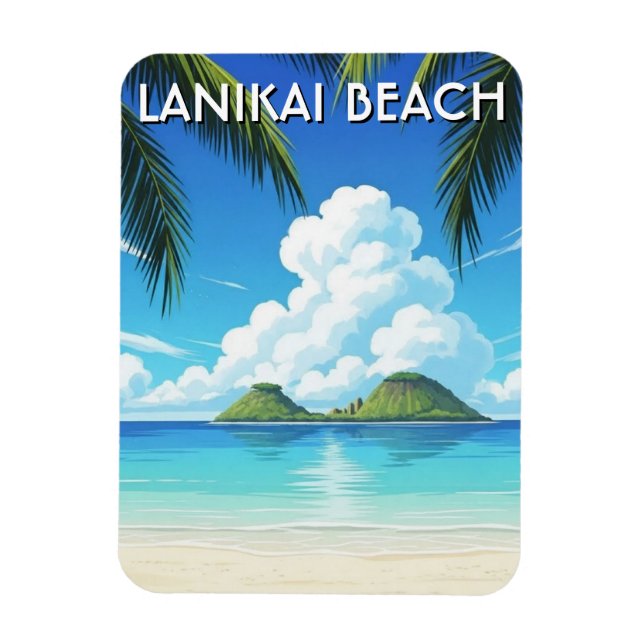 Íman Praia Lanikai Viagem Havaí (Vertical)