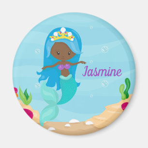Íman Praia Personalizada de Uma Menina De Sereia Afro-A