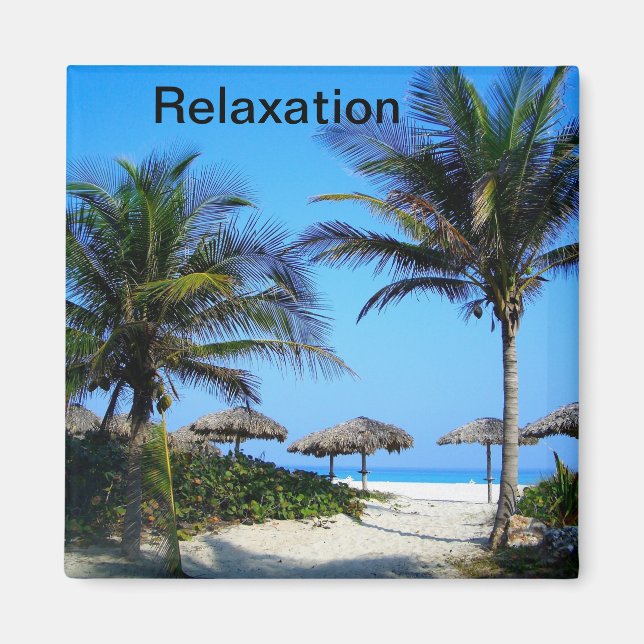 Íman Praia Sandy com Palmeiras e Uma Magna de Visão Oce (Frente)