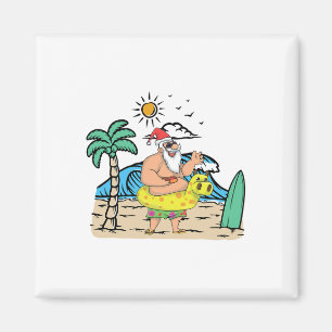 Íman Praia Tropical Divertido Papai Noel Natal de Verão