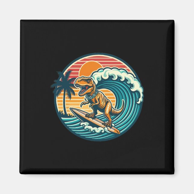 Íman Prancha de Surf de Dinossauro Engraçado Praia Verã (Frente)