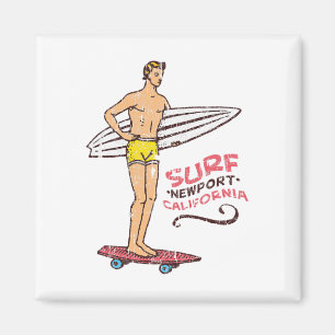 Íman Prancha de Surf Vintage Retro Newport Beach Surf d