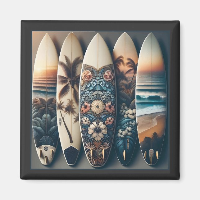 Íman Pranchas de Surf Pintadas Havaianas (Frente)