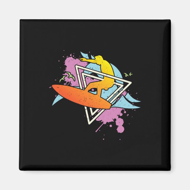 Íman Pranchista 80s 90s Vaporwave Prancha de Surfe (Frente)