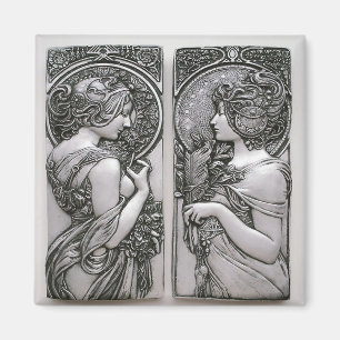 Íman Prata, Art nouveau, design, gêmeos femininos,Much