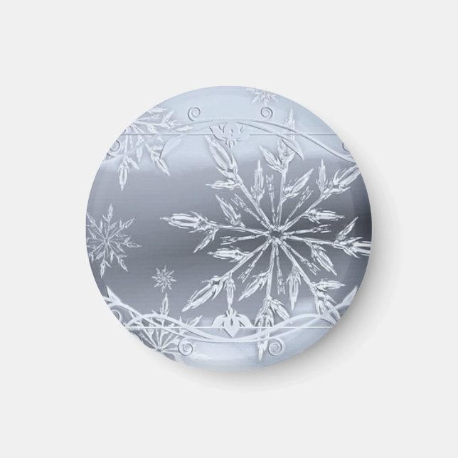 Íman Prata de Natal Perfeito Maravilhosa SNowflake (Frente)