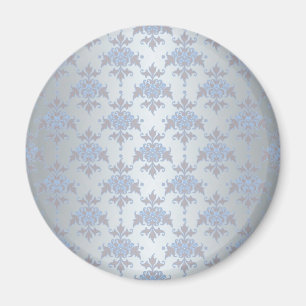 Íman Prata e Azul Claro Damask Fancy