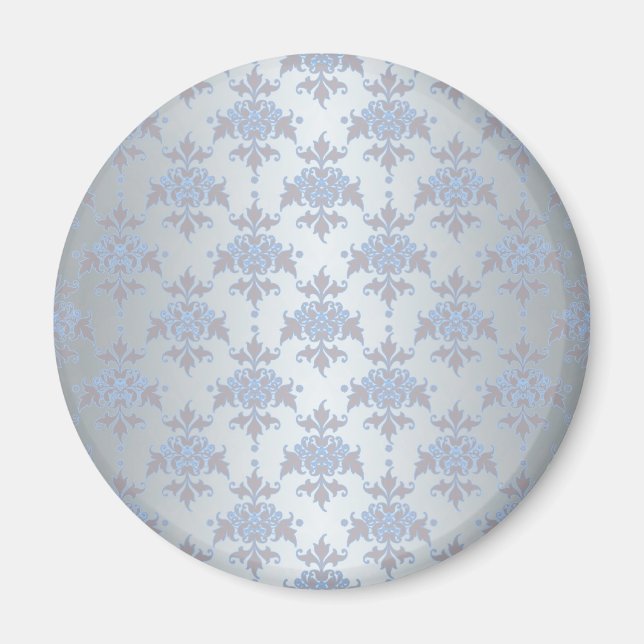 Íman Prata e Azul Claro Damask Fancy (Frente)
