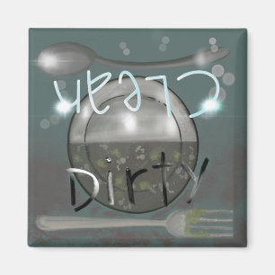 Íman Prata e utensílios para lavar louça sujos ou limpo