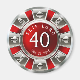 Íman Prata vermelha do aniversário de 40 anos   da