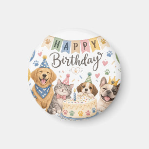 Íman Pratos de Papel Festivos de Aniversário com Cachor