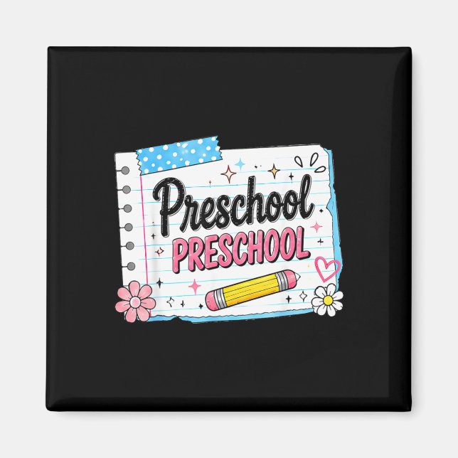 Íman Pré-escola de volta à escola para meninas rosa pré (Frente)