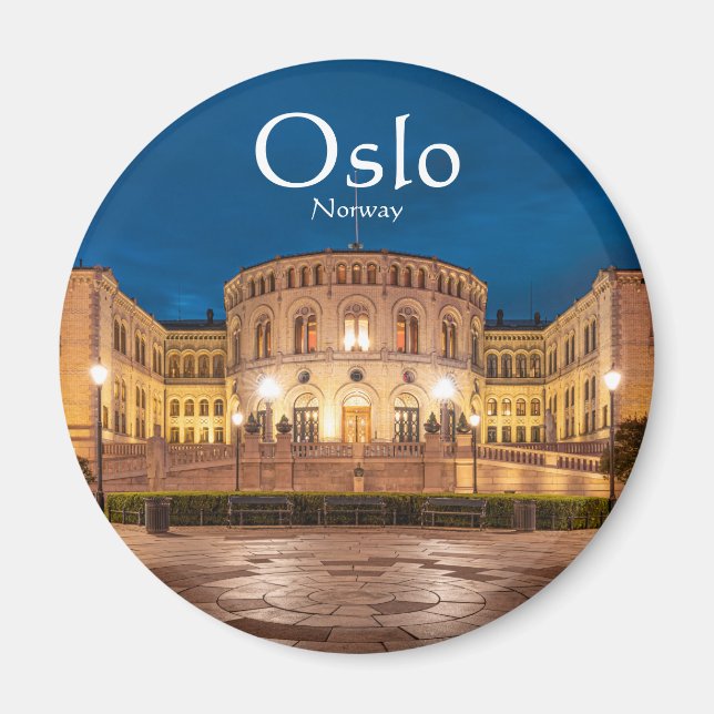 Íman Prédio de Tempestade de Oslo na Noruega à noite (Frente)