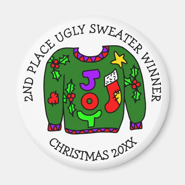 Íman Prêmio de Concurso Ugly Sweater, vencedor do segun (Frente)