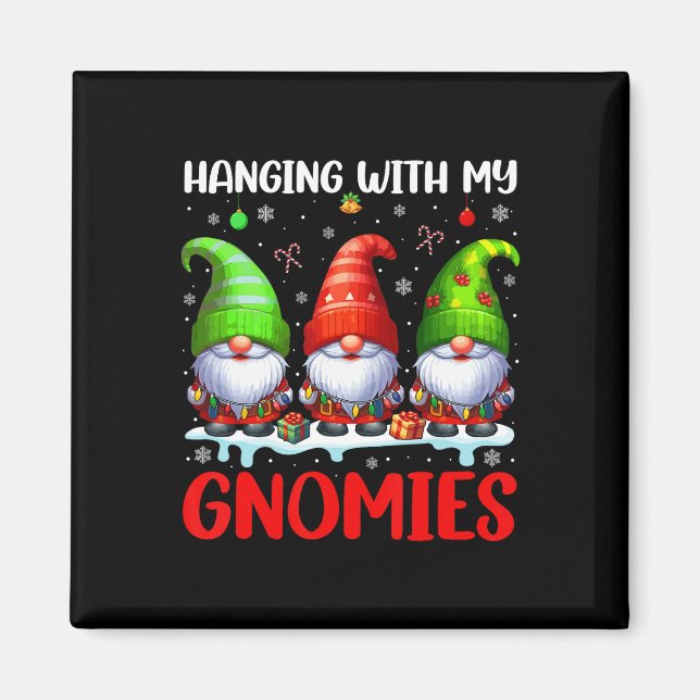 Íman Prendendo Com Meus Gnomos De Natal Coloridos Três  (Frente)