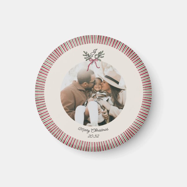 Íman Preppy Holiday Ornament Magnet with Photo  (Frente)
