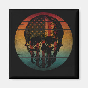 ÍMAN PRESENÇA DE CRÂNIO COM BANDEIRA AMERICANA VINTAGE
