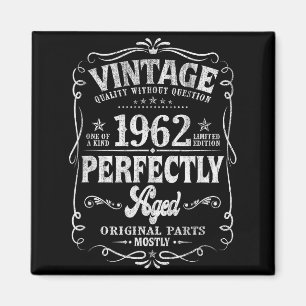 Íman Presente de 60 Anos de Idade Vintage 1962 60º Aniv