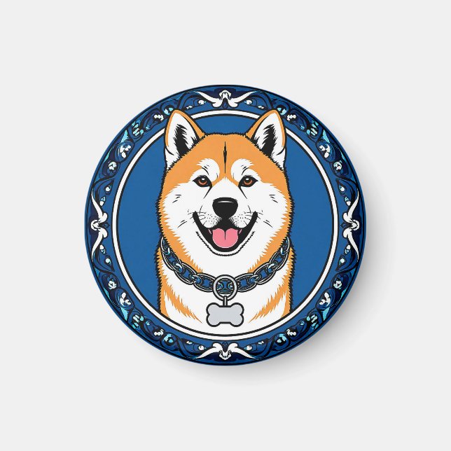 Íman Presente de Amante de Akita Inu de Desenho Animado (Frente)