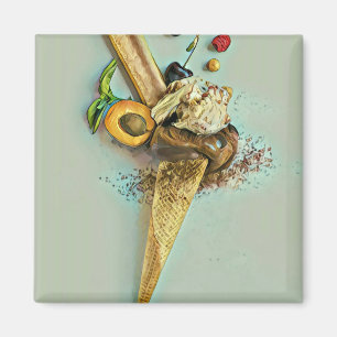 Íman Presente de amante de sorvete de chocolate