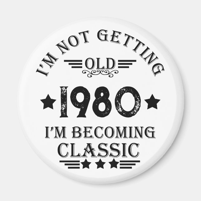 Íman presente de aniversário de vintage personalizado (Frente)