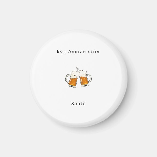 Íman Presente de aniversário francês, Feliz Aniversário (Frente)