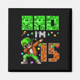 Íman Presente de aniversário no estilo Pixel Dab Gamer 