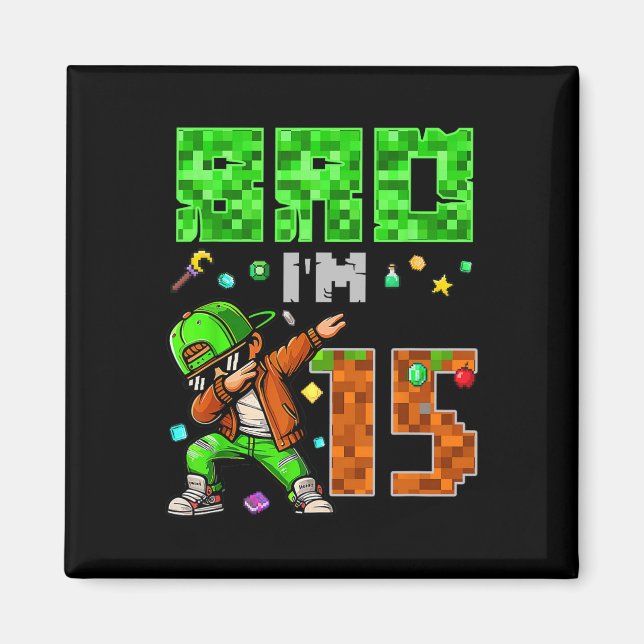Íman Presente de aniversário no estilo Pixel Dab Gamer  (Frente)