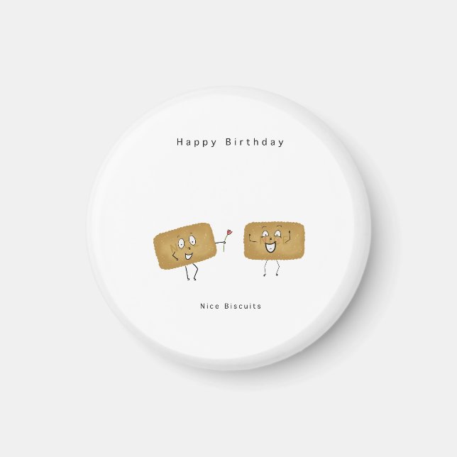 Íman Presente de aniversário, presente temático de bisc (Frente)