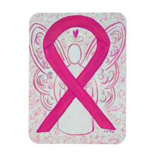 Íman Presente de anjo da fita de consciência rosa-quen