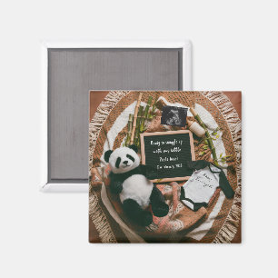 Íman Presente de anúncio de gravidez do Panda Boho Neut